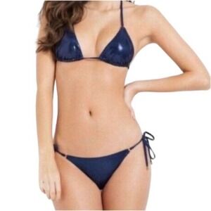 L'Agent by Agent Provocateur Women's‎ Navy Sevilla Glitter Bikini Top